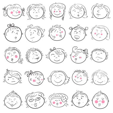 karikatür face kızı set