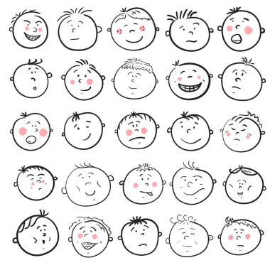 Adamın yüzü çizgi film seti