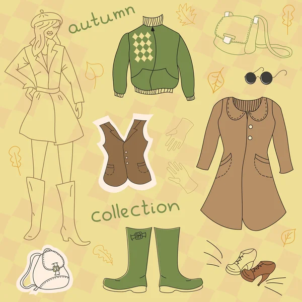 Herfst kleren, vector set — Stockvector