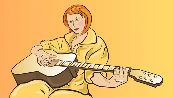 Chica con una guitarra — Vector de stock
