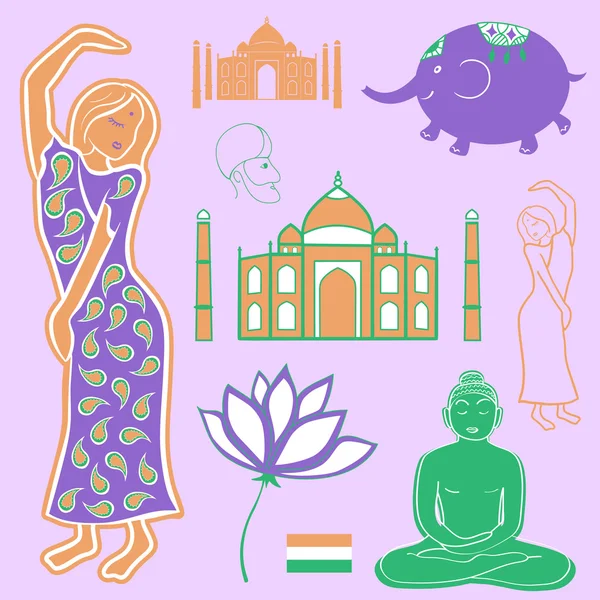 Elemente de colecție India — Vector de stoc