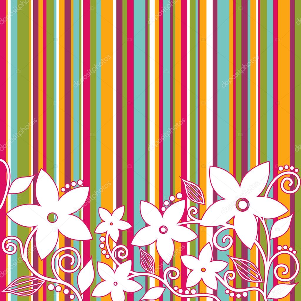 Decorative flowers, striped background