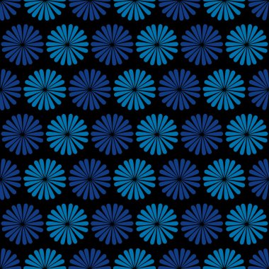 mavi çiçekler, koyu arka plan, seamless modeli