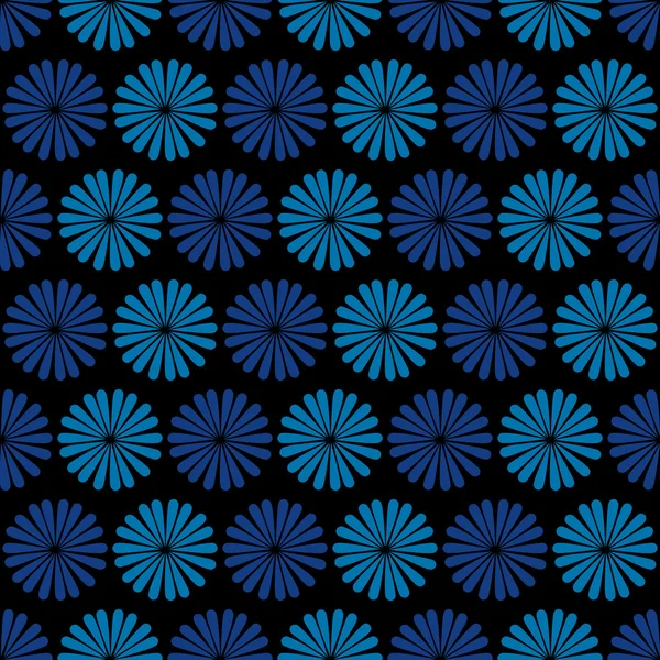 Blauwe bloemen, donkere achtergrond, naadloze patroon — Stockvector