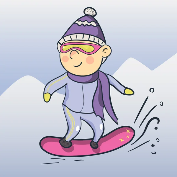 Vector cartoon snowboarder — Stock Vector