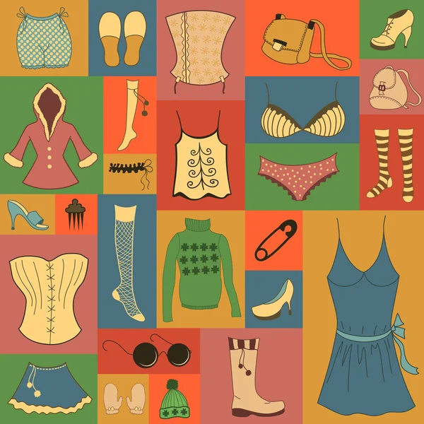 Conjunto de ropa hipsters retro — Archivo Imágenes Vectoriales