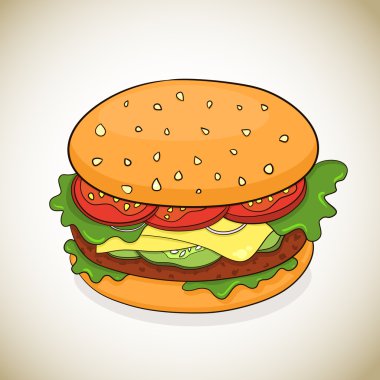 vektör karikatür hamburger simgesi