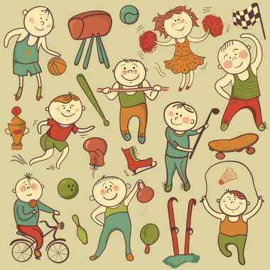 vektör karikatür sevimli spor oyuncular