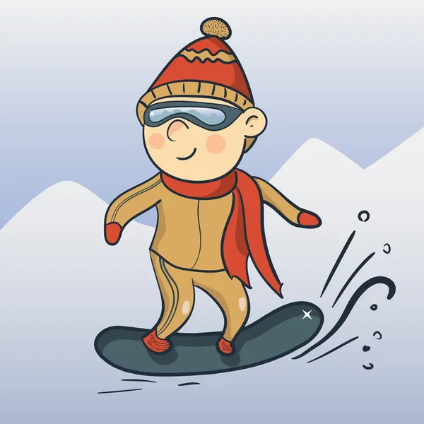 Vector snowboarder desenhos animados — Vetor de Stock