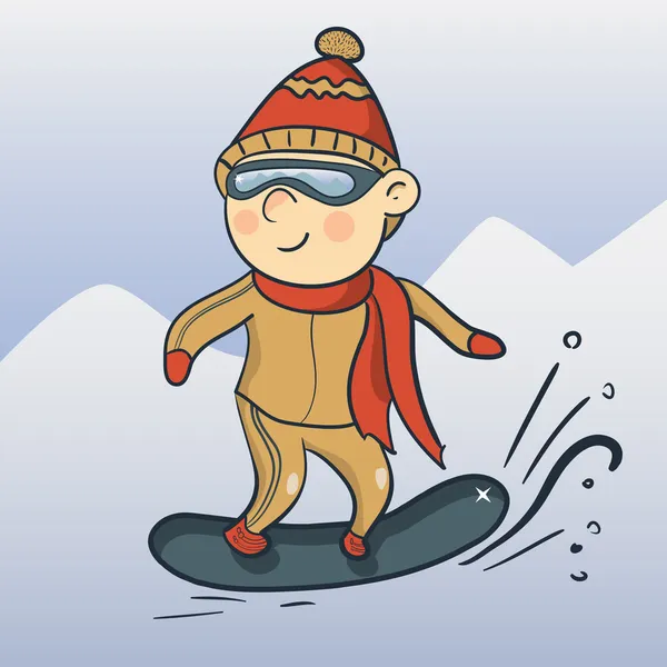 Vector cartoon snowboarder — Stock Vector