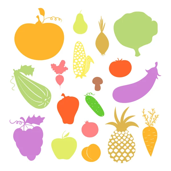 Frutas y verduras Iconos — Vector de stock