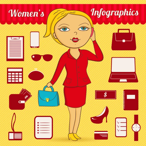 Business woman vector infographic set — Stock Vector