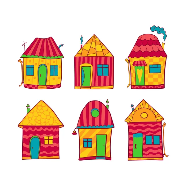 Set colorful houses in cartoon style — Stock Vector