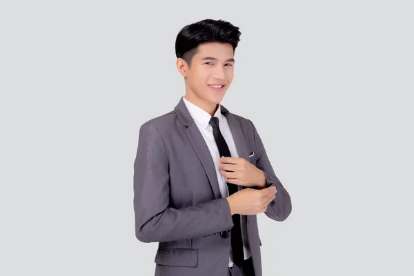 Portrait Jeune Homme Affaires Asiatique Costume Souriant Avec Confiant Amical — Photo