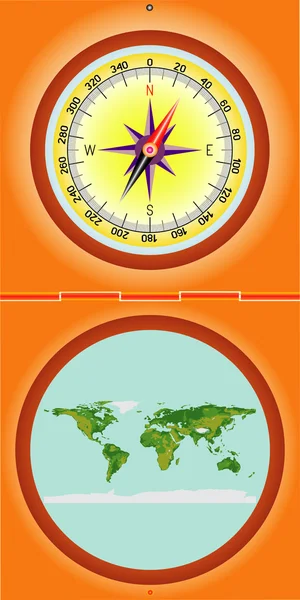 地図とコンパスします。 — ストックベクタ