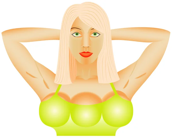 Mujer con tres pechos — Vector de stock