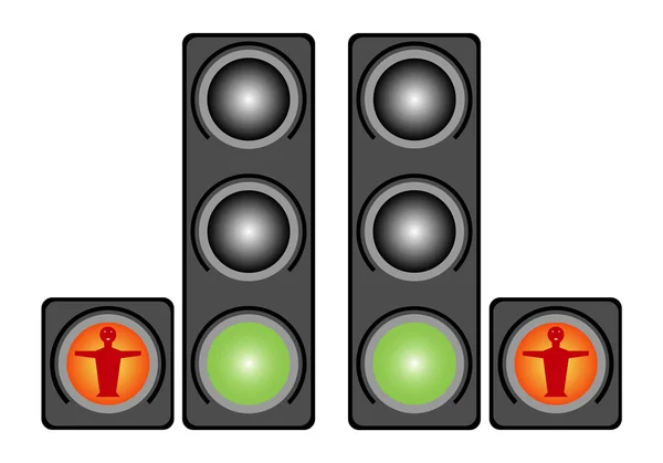 Semáforos de peões vermelhos — Vetor de Stock