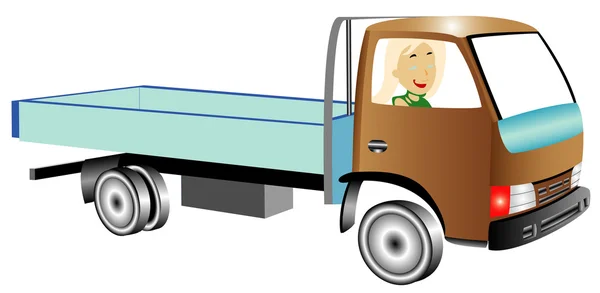 Camion avec femme — Image vectorielle