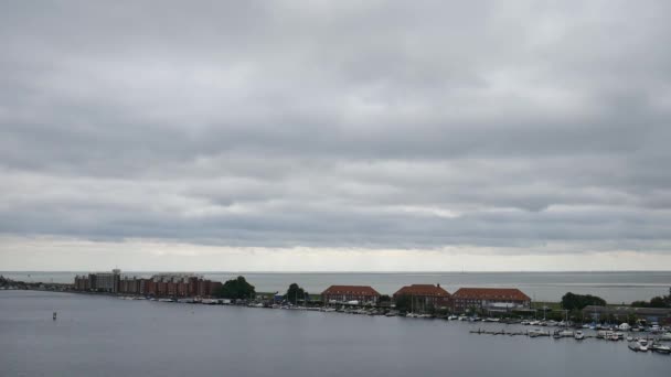 Czas Mija Wilhelmshaven Niemcy Jade Bight Morze Północne Chmury Przebiegają — Wideo stockowe