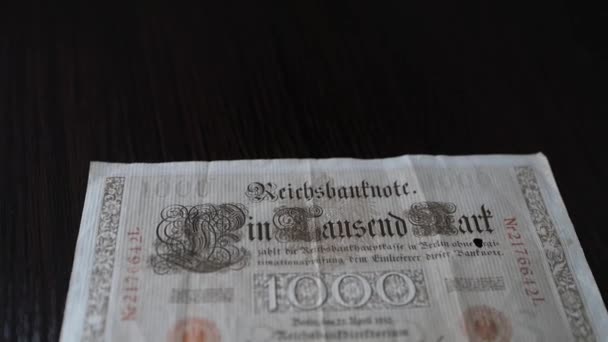 Lose Vintage Bankbiljetten Van Duits Geld Uit Eerste Wereldoorlog — Stockvideo