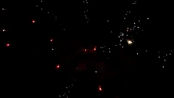 Fpsビデオ映像 お祝いの間に夜空を背景に美しいカラフルな花火のショット — ストック動画