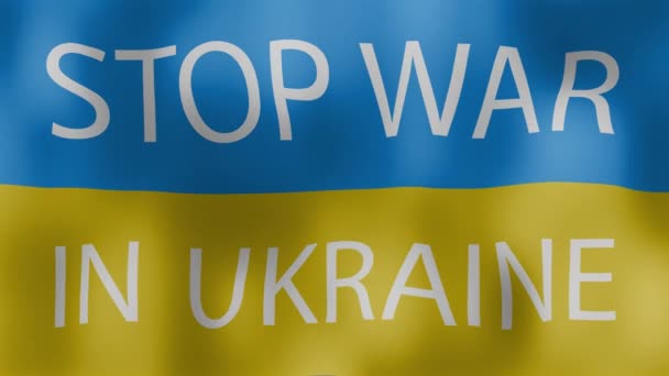 Texto Inscripción Parar Guerra Ucrania Fondo Bandera Ucrania Bandera Amarillo — Vídeo de stock