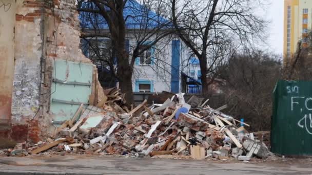 Chernihiv Ucrânia 2022 Edifício Destruído Após Ataque Foguete Resultado Foguete — Vídeo de Stock