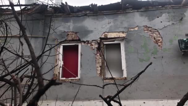 Chernihiv Ukraine 2022 Zničená Budova Leteckém Útoku Výsledek Raketového Nebo — Stock video