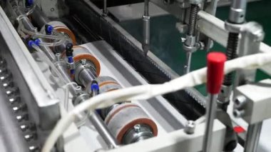 Mısır gevreği için torba üretimi için taşıma hattı. Konteynırlar, polietilen çantalar, büyük çantalar üretimi için Atılgan.