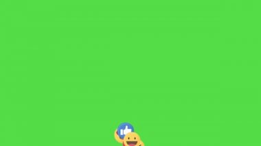 Sosyal medya pozitif emojisi: Alttan gelen yeşil renk anahtarı animasyonu, bileşik ve hareket tasarımı için kurye kavramı