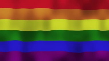 Gökkuşağı bayrağı, LGBT LGBTQ gurur bayrağı rüzgarda sallanan eşcinseller için. Farklı renklerin LGBT sembolü bayrağı