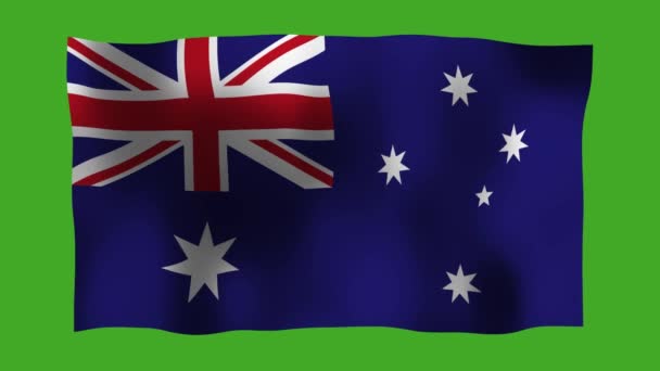Australia Flaga Macha Wietrze Zielonym Ekranie Dla Klucza Chroma — Wideo stockowe