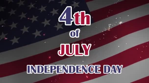 アメリカ独立記念日のお祝いの旗の背景 7月4日アメリカ独立記念日 7月4日の旗アメリカ合衆国の花火のデザインはアメリカ合衆国の背景に孤立した — ストック動画