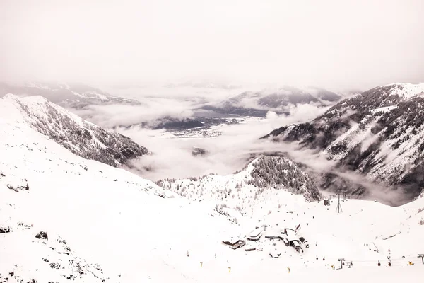 Aerial view of Austrian Alps on cloudy day — Stock Photo, Image