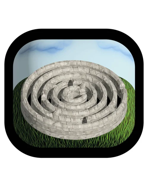 Weergave Van Een Stenen Labyrint Gras Vloer — Stockfoto
