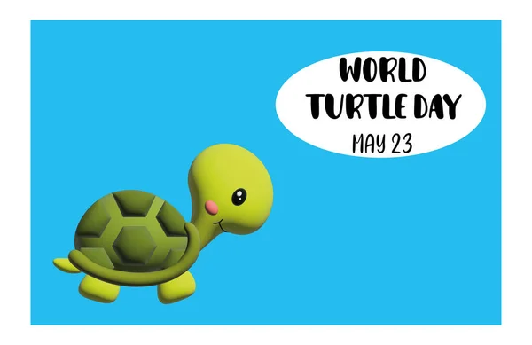 Ilustracja Światowego Dnia Żółwia Maja Zamiarem Zabawnego Żółwia — Wektor stockowy