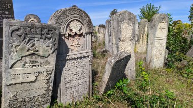 Chernivtsi, Ukraine aug 02, 2021 old Jewish cemetery. rickety tombstones in an old cemetery