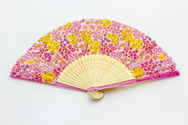 中国扇子模式上的粉红色的花朵 — 图库照片