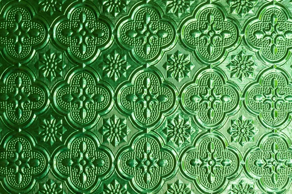Green window glass background in Thai style house — Stock Photo, Image