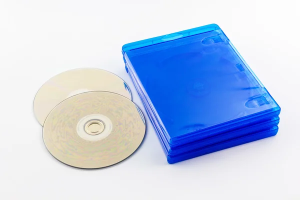Blu ray disc lådor och blu-ray disc. — Stockfoto