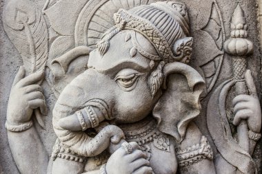 ganesh 힌두교 신 얼굴 클로즈업.