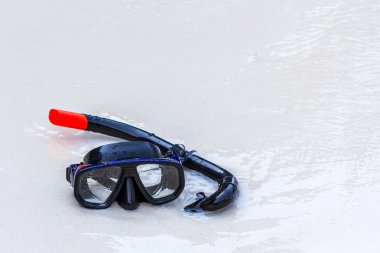 tropikal plaj şnorkel seti.