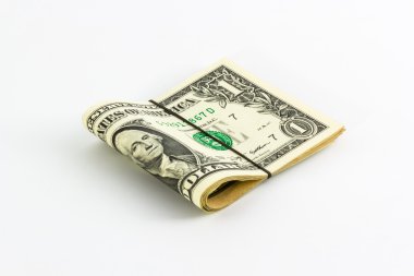bir dolarlık banknot Rubberband ile yerleştirilmiştir.