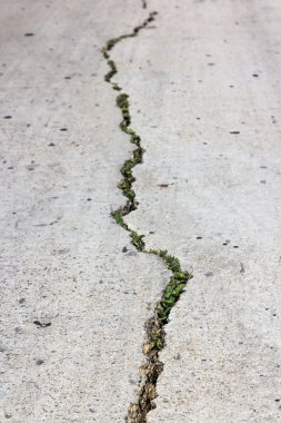Çimento kırık yol.