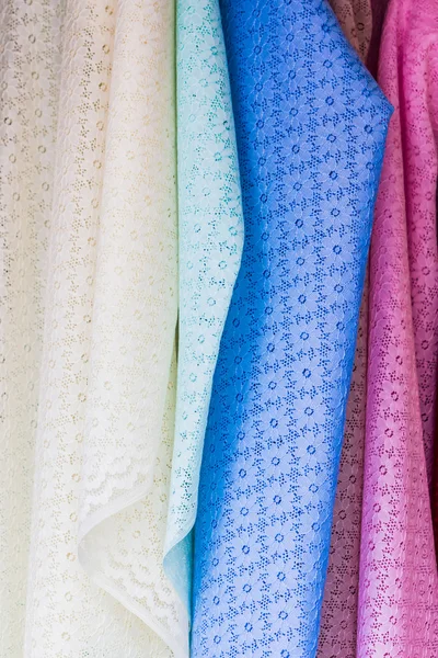 Colorful of fabric Lace rolls. — Stock Photo, Image