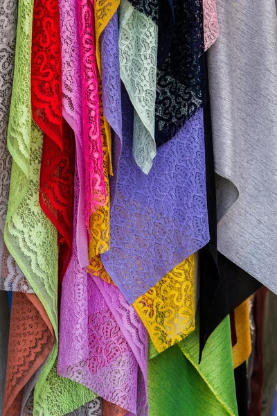 Colorful of fabric Lace rolls.