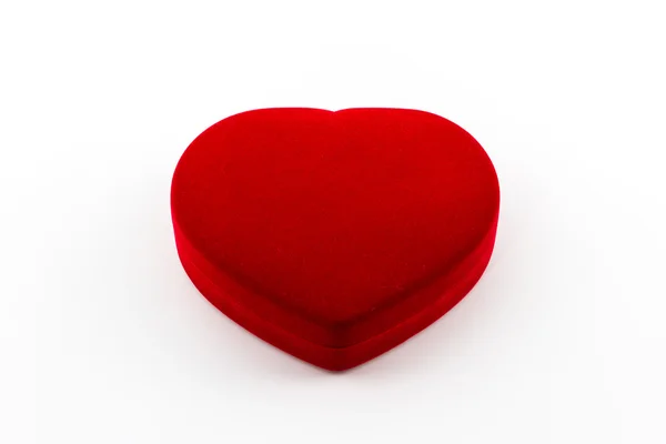 Boîte à bijoux boîte cadeau en forme de coeur rouge . — Photo