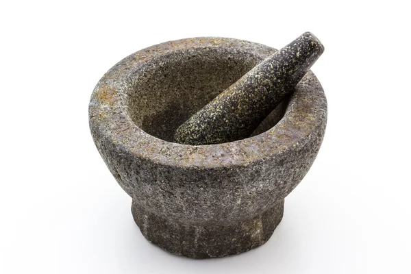 Antiguo mortero de piedra de granito y pestle . — Foto de Stock