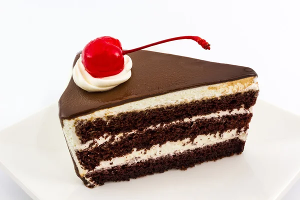 Fetta di torta al cioccolato . — Foto Stock