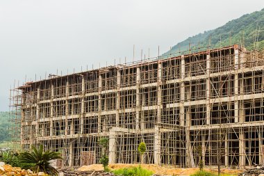 yüksek katlı bina inşaat beton structur ile.